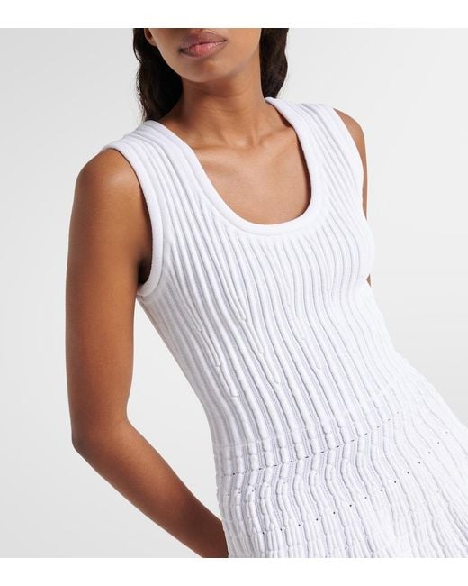 Robe En Maille Pointelle Alaïa en coloris White