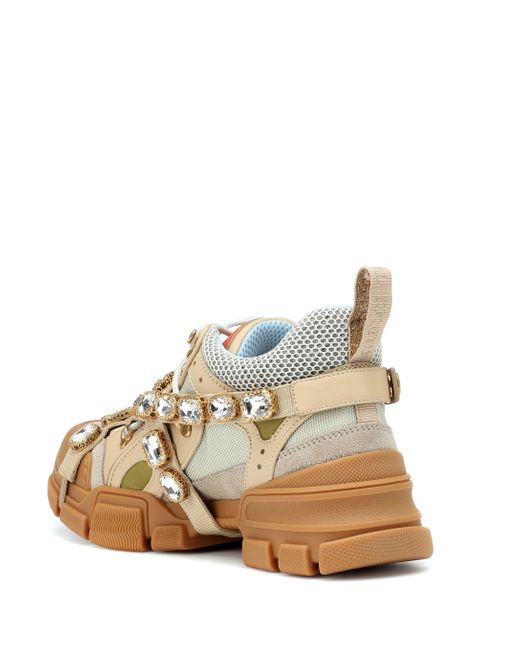 Gucci Flashtrek Sneaker With Removable Crystals in Beige (Natural) - Lyst