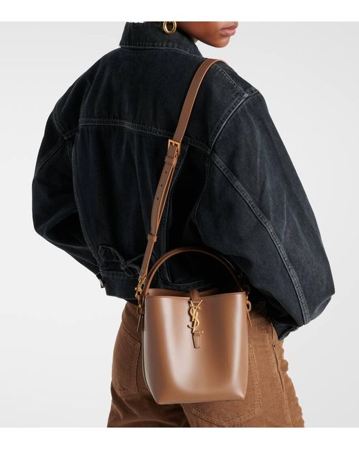 Saint Laurent Brown Le 37 Small Leather Bucket Bag