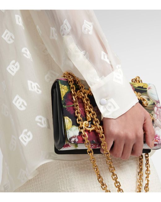 Chemise en soie melangee a logo Dolce & Gabbana en coloris White