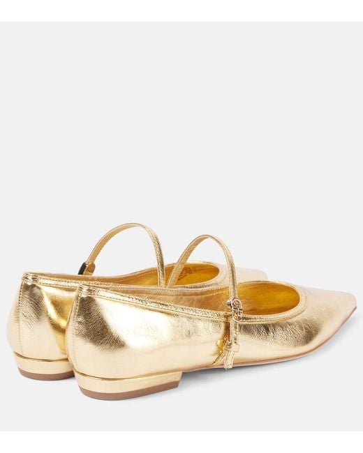 Tory Burch Natural Metallic Leather Mary Jane Flats