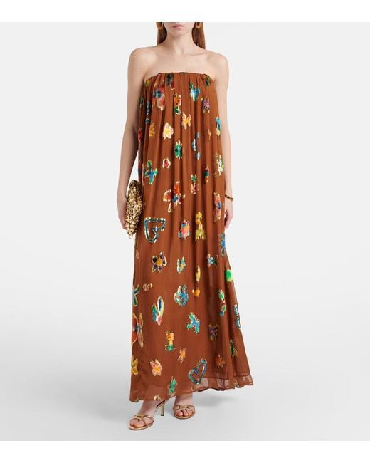 ALÉMAIS Brown Silk-Blend Gown