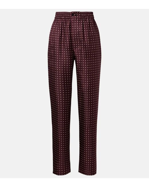Saint Laurent Purple Printed Silk Satin Pajama Pants