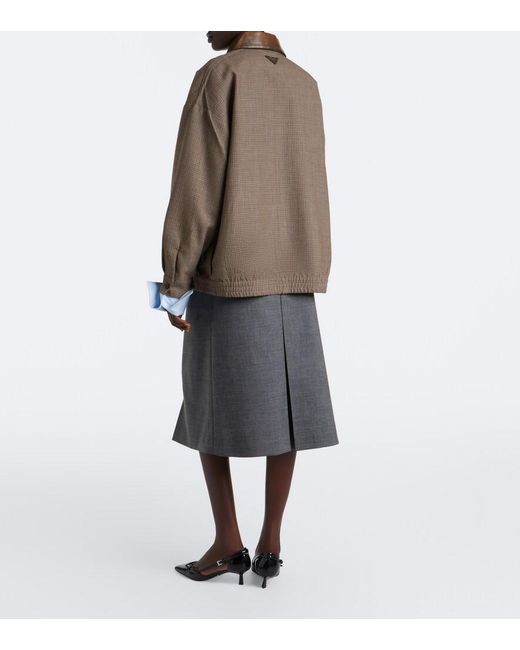 Prada Gray Layered Pleated Wool Midi Skirt