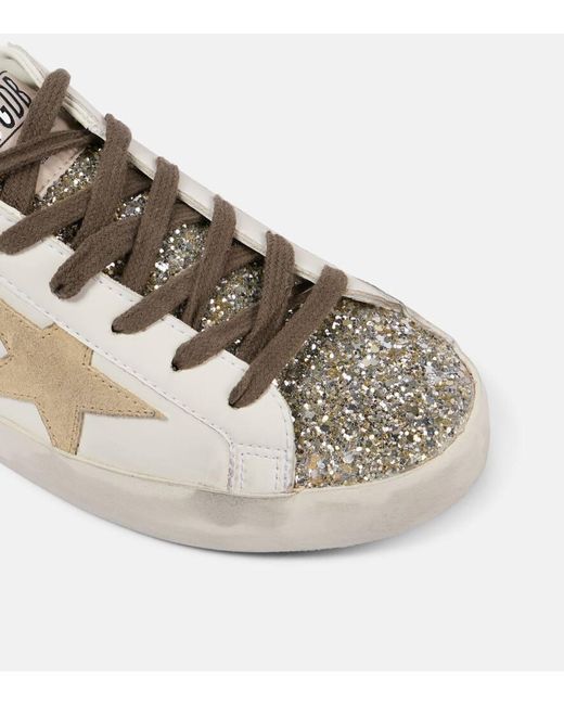 Golden Goose Deluxe Brand Metallic Sneakers Super-Star aus Leder mit Glitter