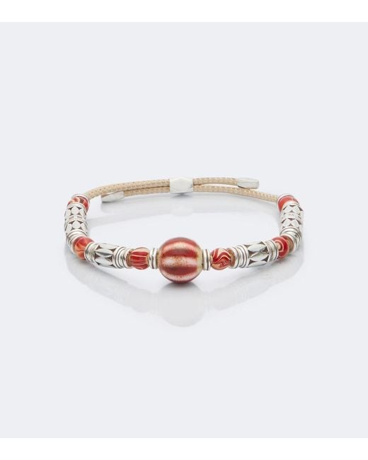 Isabel Marant White Janis Beaded Metal And Leather Bracelet