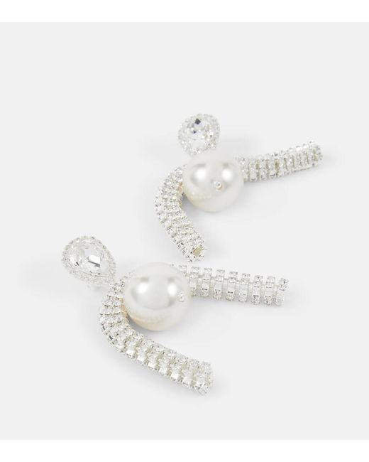 Magda Butrym White Pearl And Crystal-embellished Earrings