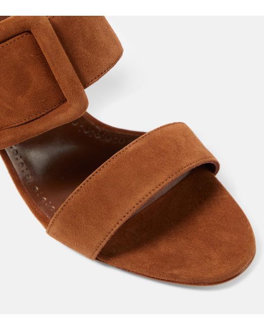 Manolo Blahnik Brown Gable Suede Mules