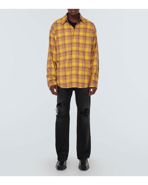 Camisa reversible de algodon a cuadros Balenciaga de hombre de color Yellow