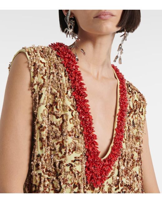 Dries Van Noten Green Embellished Top