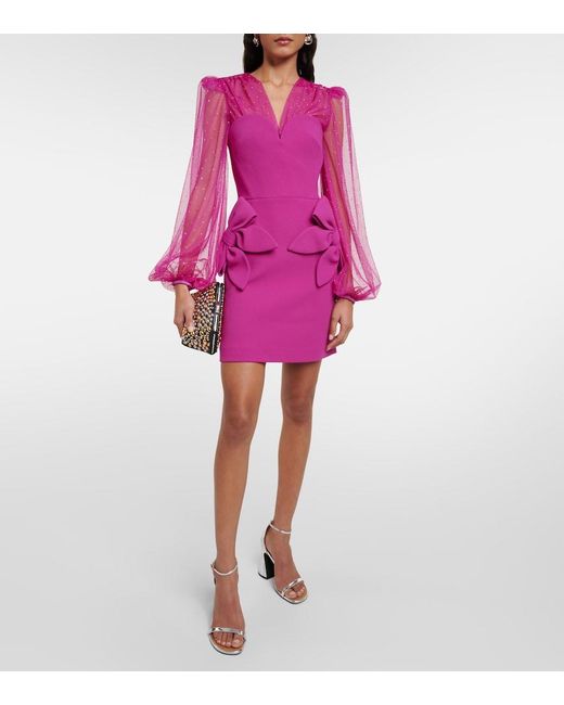 Rebecca Vallance Pink Lilah Embellished Crepe Minidress