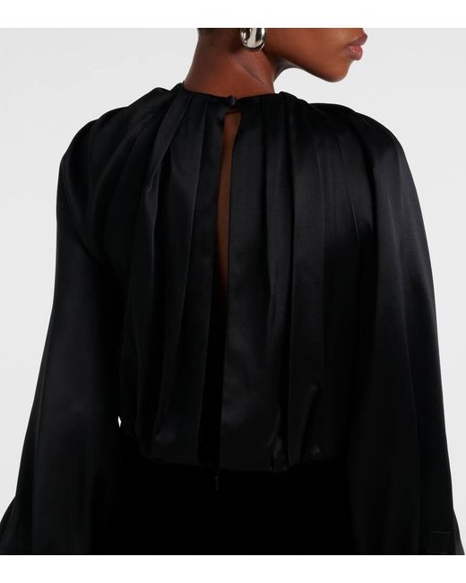 Max Mara Black Zarella Velvet And Satin Minidress