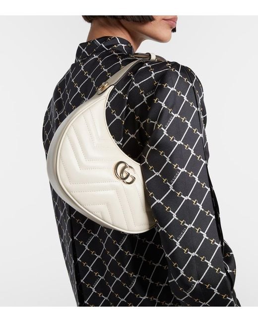 Gucci White Gg Marmont Mini Leather Shoulder Bag