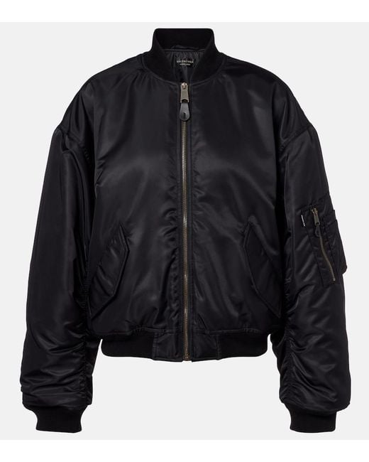 Balenciaga Black Standard Technical Satin Bomber Jacket