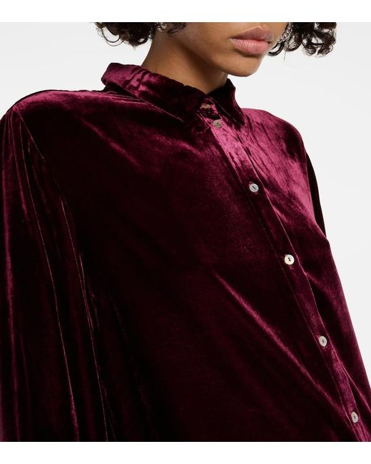 Blusa pigiama London in velluto di Asceno in Purple