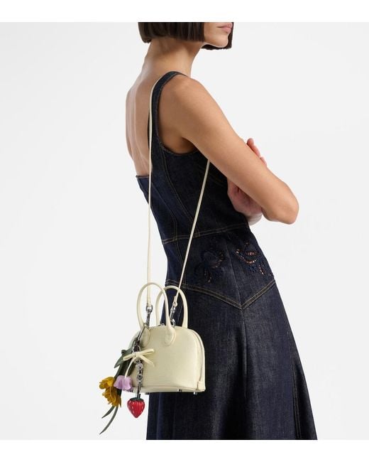 Self-Portrait Natural Lizard Small Leather Top-Handle Bag