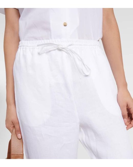 Pantalones rectos Aurelia de lino Asceno de color White