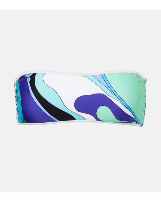 Emilio Pucci Blue Orchidee Printed Bikini Top