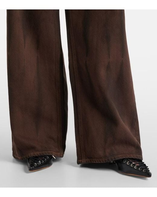 Ganni Brown High-Rise Wide-Leg Jeans