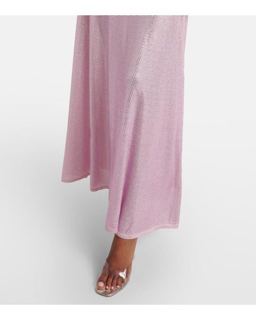 David Koma Purple Ruched Sequined Maxi Dress