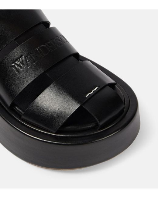 J.W. Anderson Black Fisherman Leather Platform Sandals