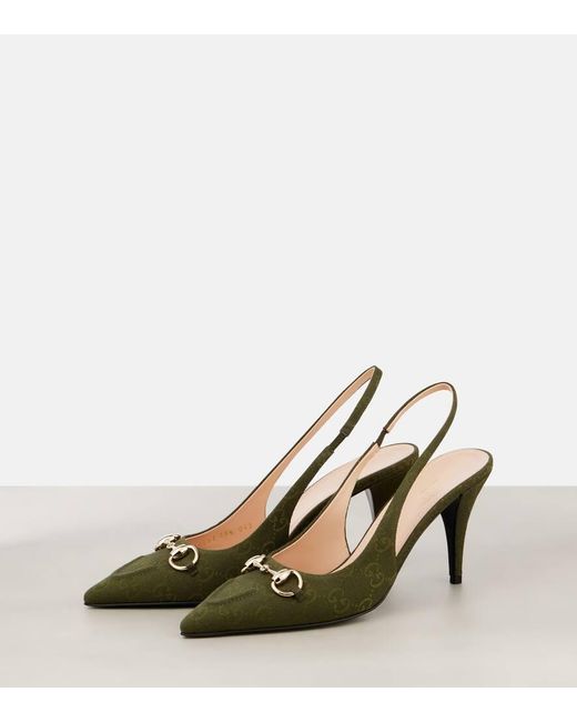 Gucci Green Slingback Pump With Horsebit, Size 35 It