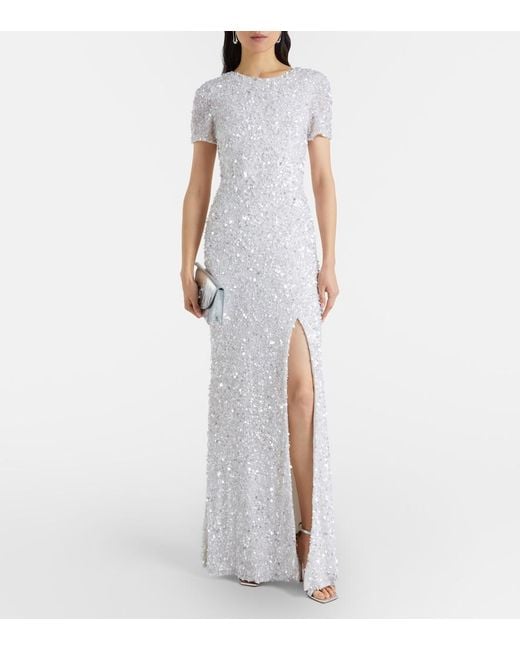 Rachel Gilbert White Nixie Sequined Gown
