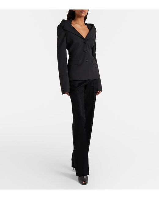 McQueen Black High-Rise Wool Flared Pants
