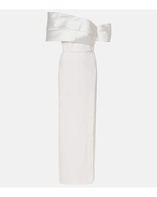 Solace London White Alexis Off-Shoulder Maxi Dress
