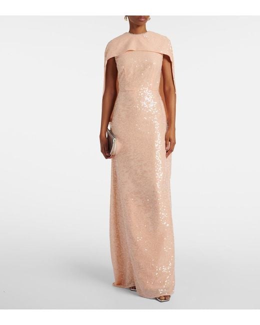 Erdem Natural Sequined Chiffon Gown