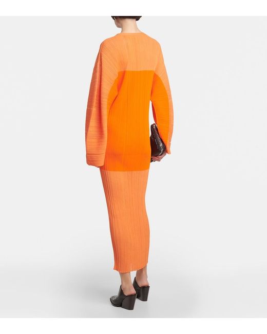 Stella McCartney Orange Plisse Midi Dress