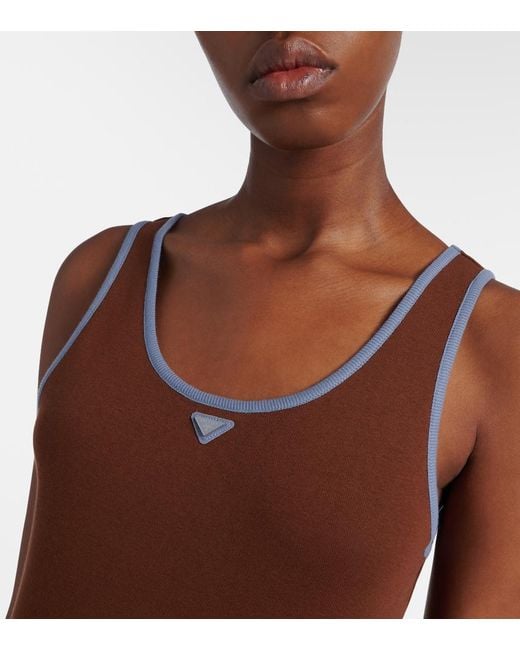 Prada Brown Cotton Jersey Tank Top