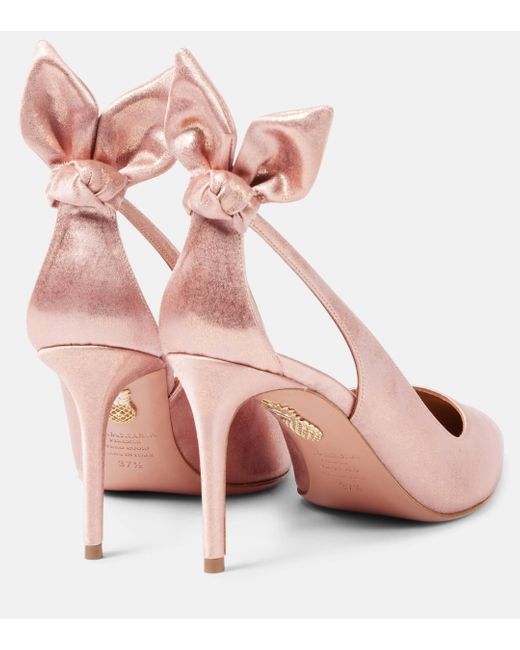 Aquazzura Pink Bow Tie 85 Metallic Pumps