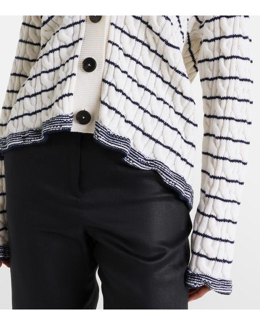 McQueen White Cable-Knit Striped Cardigan
