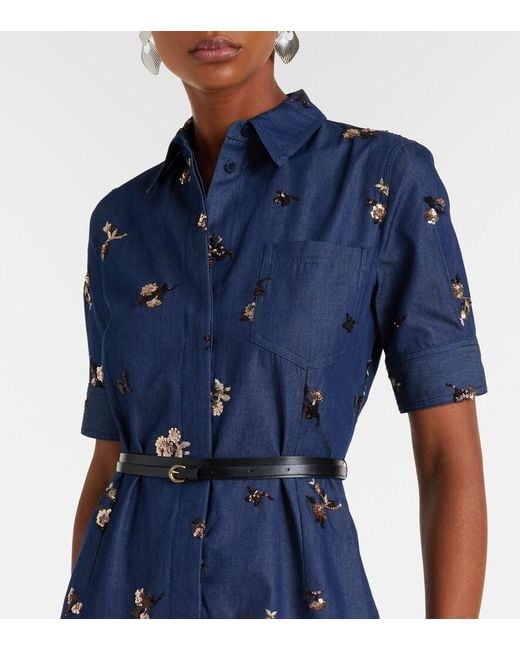 Altuzarra Blue Kieran Embellished Denim Shirt Dress
