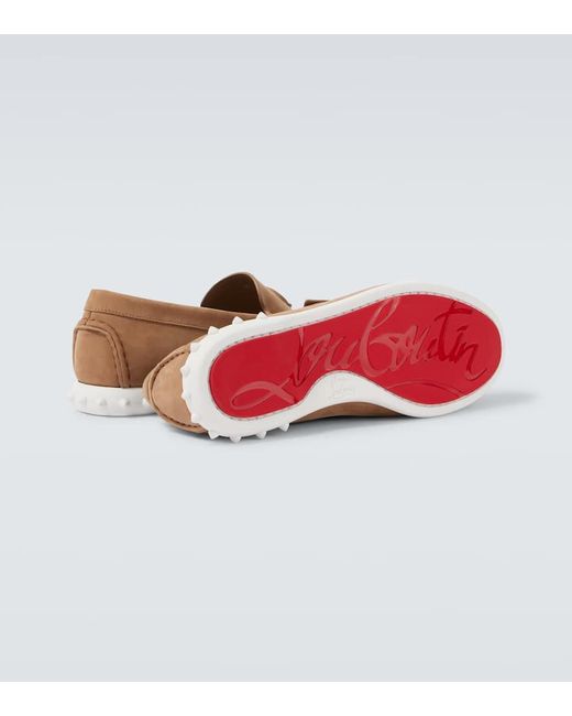 Christian Louboutin White Moonboat Leather Boat Shoes for men
