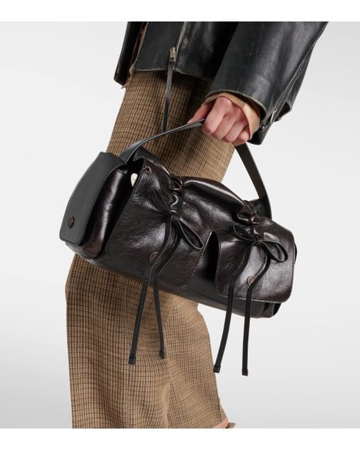 Acne Black Atroska Small Leather Shoulder Bag