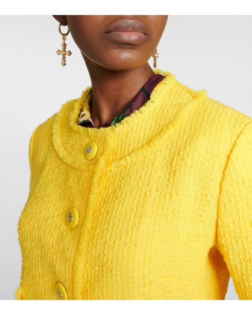 Veste raccourcie en laine melangee Dolce & Gabbana en coloris Yellow