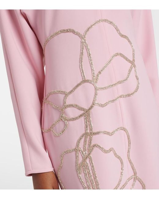 Costarellos Pink Avenna Embellished Crepe Midi Dress