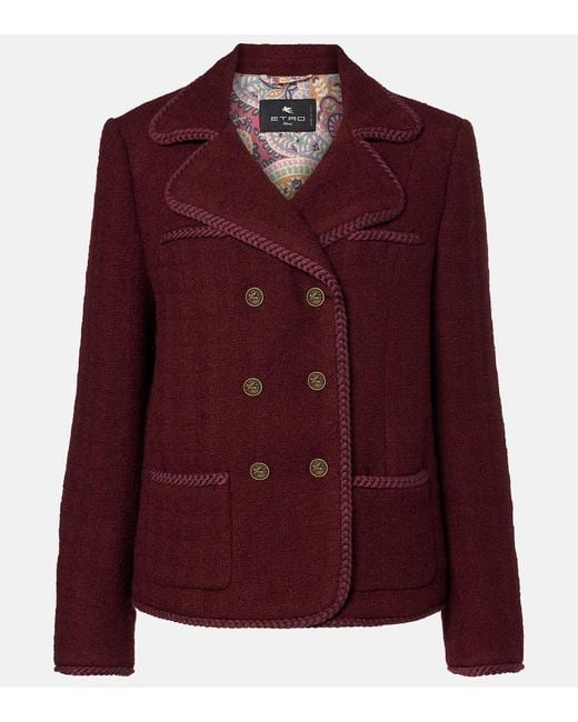 Etro Purple Double-Breasted Wool And Mohair Jacket