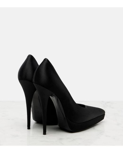 Saint Laurent Black Lisa 110 Satin Platform Pump
