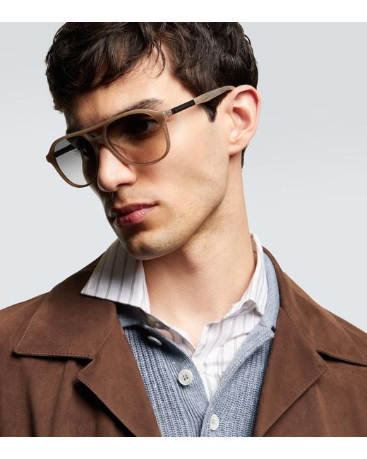 Brunello Cucinelli Multicolor Logo Aviator Sunglasses for men