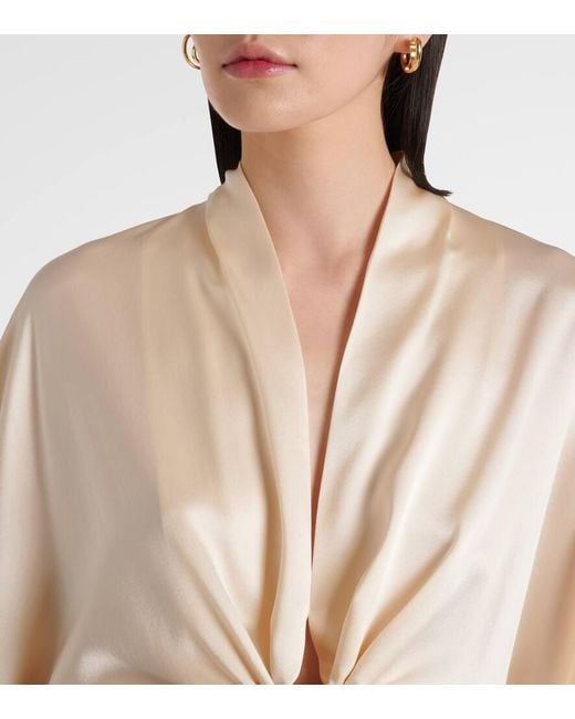 The Sei Natural Cropped-Bluse Aus Seidensatin