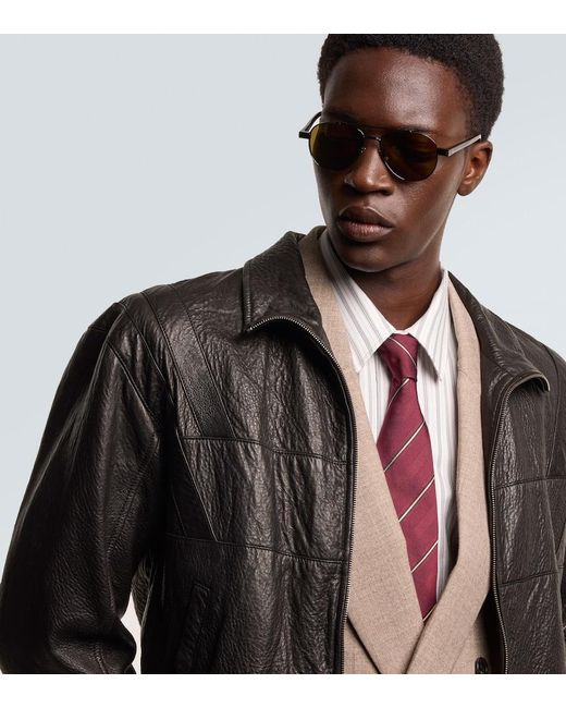 Saint Laurent Brown Sl 843 Aviator Sunglasses for men
