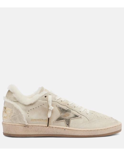 Golden Goose Deluxe Brand White Ball Star Shearling-Lined Suede Sneakers