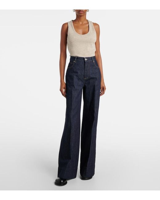 Bottega Veneta Blue High-Rise Wide-Leg Jeans