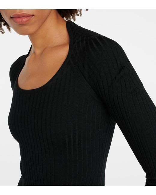 Alaïa Black Ribbed-Knit Bodysuit