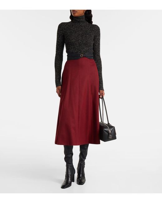 Max Mara Geneve Flared Wool Midi Skirt