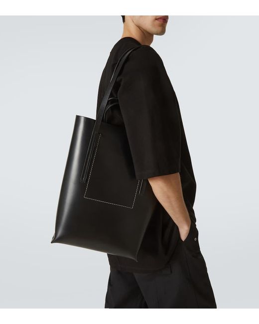 Rick Owens Black Medium Leather Tote Bag for men