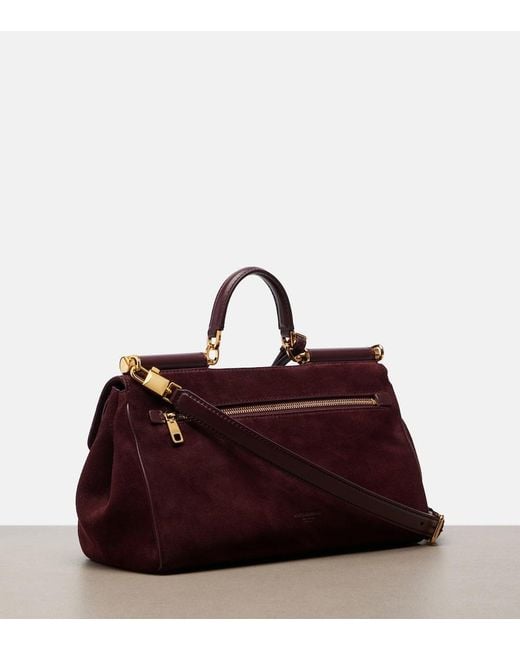 Dolce & Gabbana Purple Sicily Medium Suede Top-Handle Bag